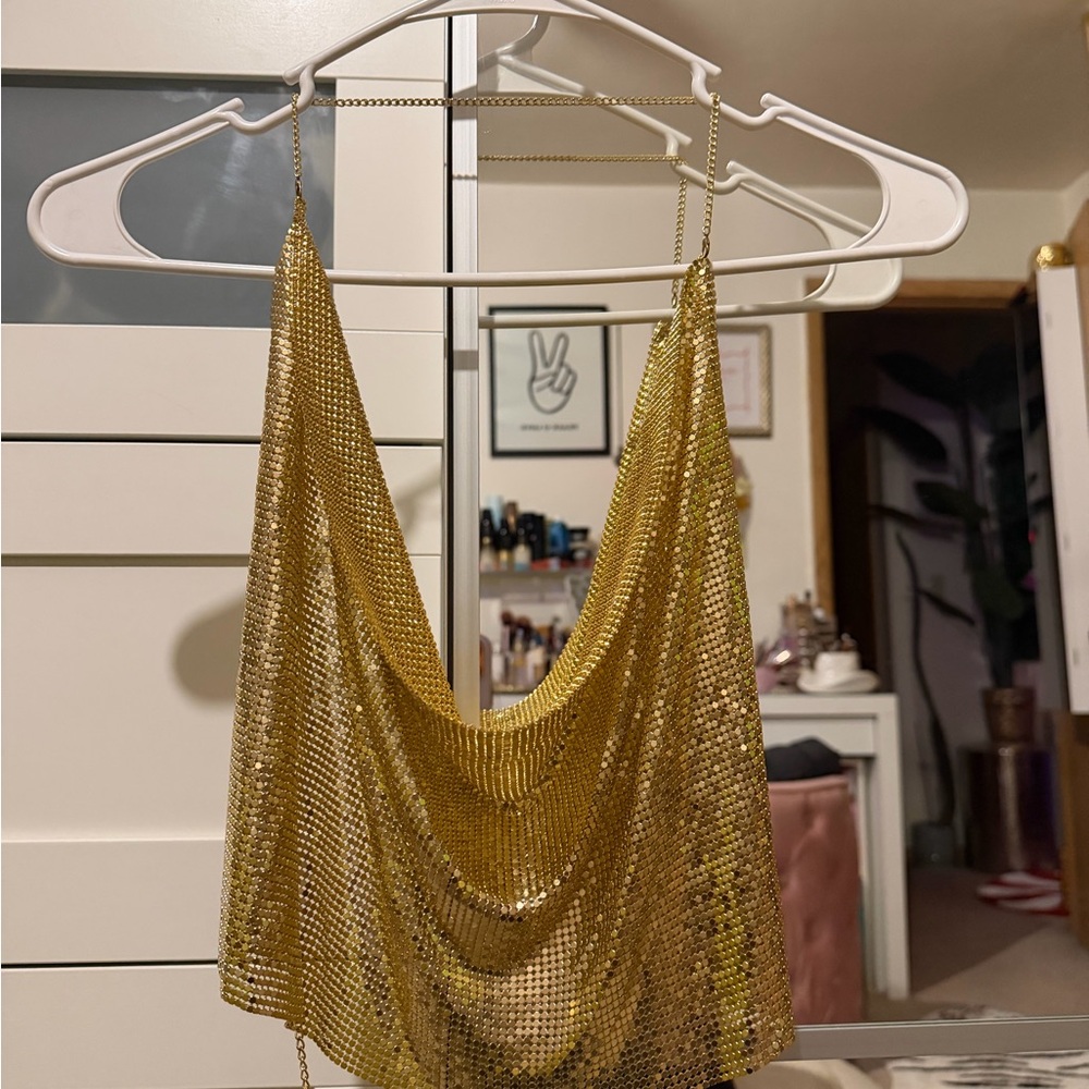 Gold Chainmail Halter Top